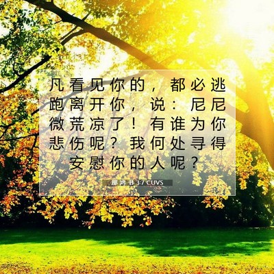 Picture 07 - 那 鸿 书 3:7 CUVS - 凡 看 见 你 的 ， 都 必 逃 跑 离 开 - Bible Verse Picture