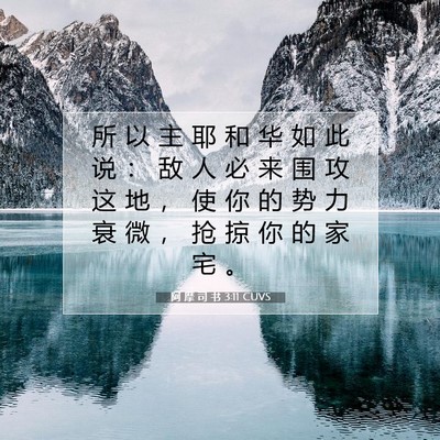 Picture 07 - 阿 摩 司 书 3:11 CUVS - 所 以 主 耶 和 华 如 此 说 ： 敌 人 - Bible Verse Picture