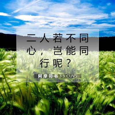 Picture 07 - 阿 摩 司 书 3:3 CUVS - 二 人 若 不 同 心 ， 岂 能 同 行 呢 - Bible Verse Picture