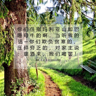 Picture 07 - 阿 摩 司 书 4:1 CUVS - 你 们 住 撒 玛 利 亚 山 如 巴 珊 母 - Bible Verse Picture