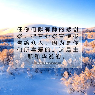 Picture 07 - 阿 摩 司 书 4:5 CUVS - 任 你 们 献 有 酵 的 感 谢 祭 ， 把 - Bible Verse Picture