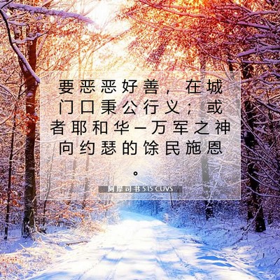 Picture 07 - 阿 摩 司 书 5:15 CUVS - 要 恶 恶 好 善 ， 在 城 门 口 秉 公 - Bible Verse Picture