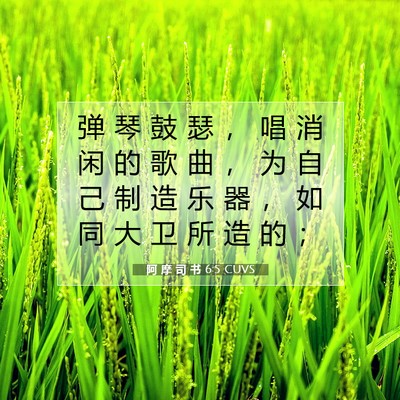 Picture 07 - 阿 摩 司 书 6:5 CUVS - 弹 琴 鼓 瑟 ， 唱 消 闲 的 歌 曲 ， - Bible Verse Picture