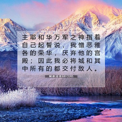 Picture 07 - 阿 摩 司 书 6:8 CUVS - 主 耶 和 华 万 军 之 神 指 着 自 己 - Bible Verse Picture