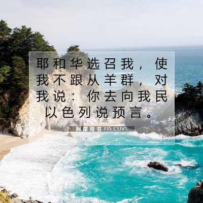 Picture 07 - 阿 摩 司 书 7:15 CUVS - 耶 和 华 选 召 我 ， 使 我 不 跟 从 - Bible Verse Picture
