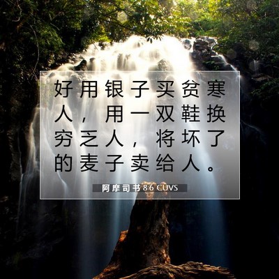 Picture 07 - 阿 摩 司 书 8:6 CUVS - 好 用 银 子 买 贫 寒 人 ， 用 一 双 - Bible Verse Picture