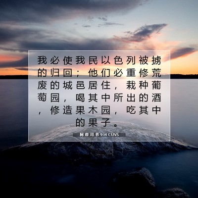 Picture 07 - 阿 摩 司 书 9:14 CUVS - 我 必 使 我 民 以 色 列 被 掳 的 归 - Bible Verse Picture
