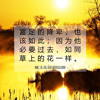 Picture 07 - 雅 各 书 1:10 CUVS - 富 足 的 降 卑 ， 也 该 如 此 ； 因 - Bible Verse Picture