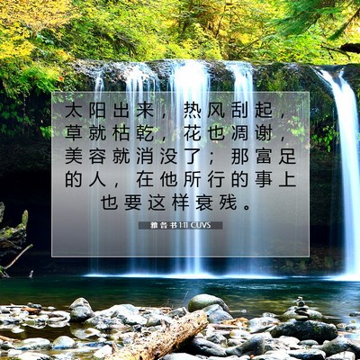 Picture 07 - 雅 各 书 1:11 CUVS - 太 阳 出 来 ， 热 风 刮 起 ， 草 就 - Bible Verse Picture