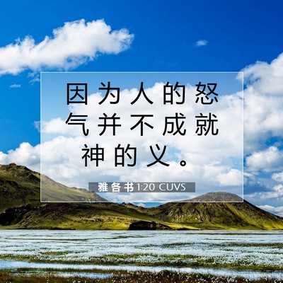 Picture 07 - 雅 各 书 1:20 CUVS - 因 为 人 的 怒 气 并 不 成 就 神 的 - Bible Verse Picture
