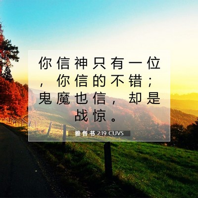 Picture 07 - 雅 各 书 2:19 CUVS - 你 信 神 只 有 一 位 ， 你 信 的 不 - Bible Verse Picture