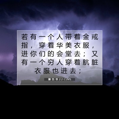 Picture 07 - 雅 各 书 2:2 CUVS - 若 有 一 个 人 带 着 金 戒 指 ， 穿 - Bible Verse Picture