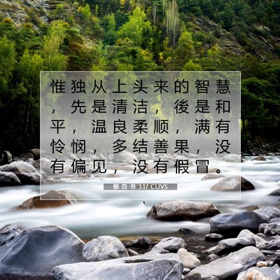 Picture 07 - 雅 各 书 3:17 CUVS - 惟 独 从 上 头 来 的 智 慧 ， 先 是 - Bible Verse Picture