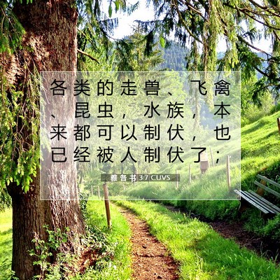 Picture 07 - 雅 各 书 3:7 CUVS - 各 类 的 走 兽 、 飞 禽 、 昆 虫 ， - Bible Verse Picture
