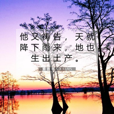 Picture 07 - 雅 各 书 5:18 CUVS - 他 又 祷 告 ， 天 就 降 下 雨 来 ， - Bible Verse Picture