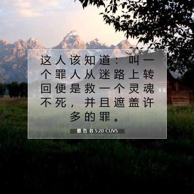 Picture 07 - 雅 各 书 5:20 CUVS - 这 人 该 知 道 ： 叫 一 个 罪 人 从 - Bible Verse Picture