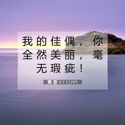 Picture 07 - 雅 歌 4:7 CUVS - 我 的 佳 偶 ， 你 全 然 美 丽 ， 毫 - Bible Verse Picture