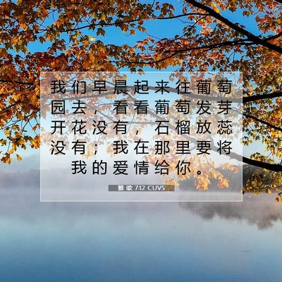 Picture 07 - 雅 歌 7:12 CUVS - 我 们 早 晨 起 来 往 葡 萄 园 去 ， - Bible Verse Picture