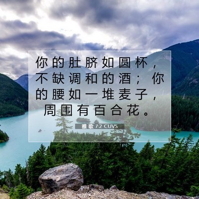 Picture 07 - 雅 歌 7:2 CUVS - 你 的 肚 脐 如 圆 杯 ， 不 缺 调 和 - Bible Verse Picture