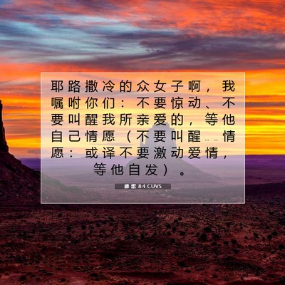 Picture 07 - 雅 歌 8:4 CUVS - 耶 路 撒 冷 的 众 女 子 啊 ， 我 嘱 - Bible Verse Picture