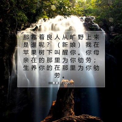 Picture 07 - 雅 歌 8:5 CUVS - 那 靠 着 良 人 从 旷 野 上 来 是 谁 - Bible Verse Picture