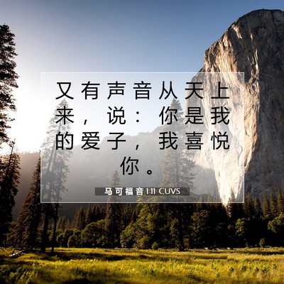 Picture 07 - 马 可 福 音 1:11 CUVS - 又 有 声 音 从 天 上 来 ， 说 ： 你 - Bible Verse Picture