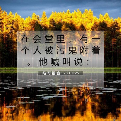 Picture 07 - 马 可 福 音 1:23 CUVS - 在 会 堂 里 ， 有 一 个 人 被 污 鬼 - Bible Verse Picture