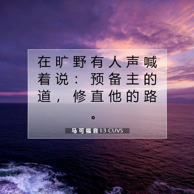 Picture 07 - 马 可 福 音 1:3 CUVS - 在 旷 野 有 人 声 喊 着 说 ： 预 备 - Bible Verse Picture