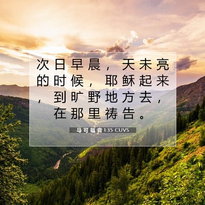 Picture 07 - 马 可 福 音 1:35 CUVS - 次 日 早 晨 ， 天 未 亮 的 时 候 ， - Bible Verse Picture
