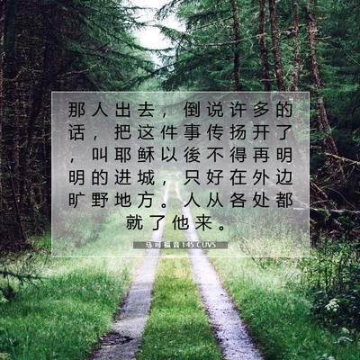 Picture 07 - 马 可 福 音 1:45 CUVS - 那 人 出 去 ， 倒 说 许 多 的 话 ， - Bible Verse Picture