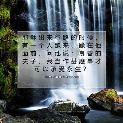 Picture 07 - 马 可 福 音 10:17 CUVS - 耶 稣 出 来 行 路 的 时 候 ， 有 一 - Bible Verse Picture