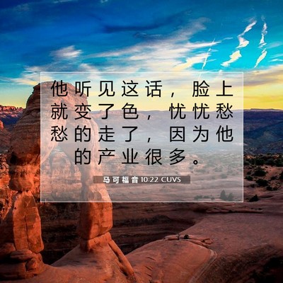 Picture 07 - 马 可 福 音 10:22 CUVS - 他 听 见 这 话 ， 脸 上 就 变 了 色 - Bible Verse Picture