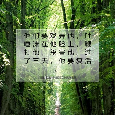Picture 07 - 马 可 福 音 10:34 CUVS - 他 们 要 戏 弄 他 ， 吐 唾 沫 在 他 - Bible Verse Picture