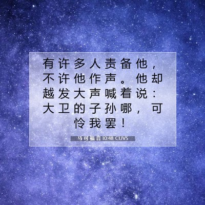 Picture 07 - 马 可 福 音 10:48 CUVS - 有 许 多 人 责 备 他 ， 不 许 他 作 - Bible Verse Picture