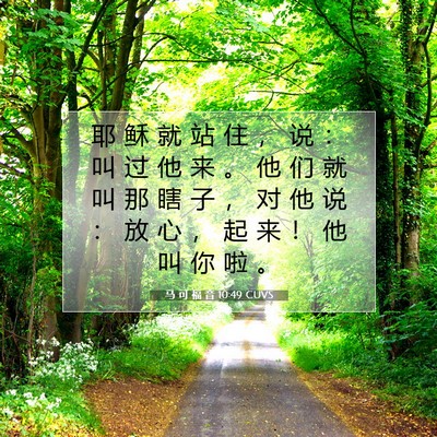 Picture 07 - 马 可 福 音 10:49 CUVS - 耶 稣 就 站 住 ， 说 ： 叫 过 他 来 - Bible Verse Picture