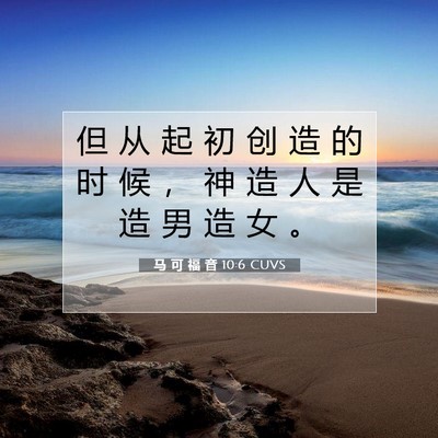 Picture 07 - 马 可 福 音 10:6 CUVS - 但 从 起 初 创 造 的 时 候 ， 神 造 - Bible Verse Picture