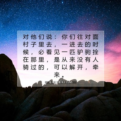 Picture 07 - 马 可 福 音 11:2 CUVS - 对 他 们 说 ： 你 们 往 对 面 村 子 - Bible Verse Picture
