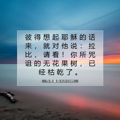 Picture 07 - 马 可 福 音 11:21 CUVS - 彼 得 想 起 耶 稣 的 话 来 ， 就 对 - Bible Verse Picture