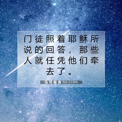 Picture 07 - 马 可 福 音 11:6 CUVS - 门 徒 照 着 耶 稣 所 说 的 回 答 ， - Bible Verse Picture
