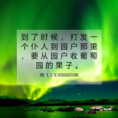 Picture 07 - 马 可 福 音 12:2 CUVS - 到 了 时 候 ， 打 发 一 个 仆 人 到 - Bible Verse Picture