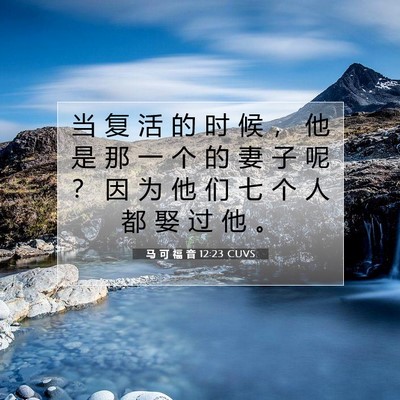Picture 07 - 马 可 福 音 12:23 CUVS - 当 复 活 的 时 候 ， 他 是 那 一 个 - Bible Verse Picture