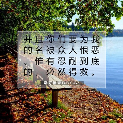 Picture 07 - 马 可 福 音 13:13 CUVS - 并 且 你 们 要 为 我 的 名 被 众 人 - Bible Verse Picture