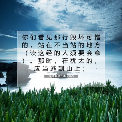 Picture 07 - 马 可 福 音 13:14 CUVS - 你 们 看 见 那 行 毁 坏 可 憎 的 ， - Bible Verse Picture