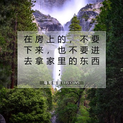 Picture 07 - 马 可 福 音 13:15 CUVS - 在 房 上 的 ， 不 要 下 来 ， 也 不 - Bible Verse Picture