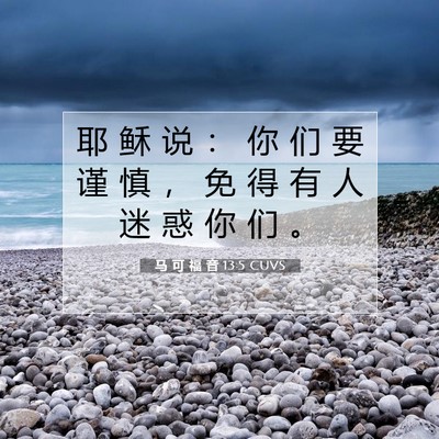 Picture 07 - 马 可 福 音 13:5 CUVS - 耶 稣 说 ： 你 们 要 谨 慎 ， 免 得 - Bible Verse Picture