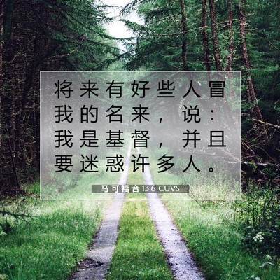 Picture 07 - 马 可 福 音 13:6 CUVS - 将 来 有 好 些 人 冒 我 的 名 来 ， - Bible Verse Picture