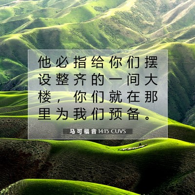 Picture 07 - 马 可 福 音 14:15 CUVS - 他 必 指 给 你 们 摆 设 整 齐 的 一 - Bible Verse Picture