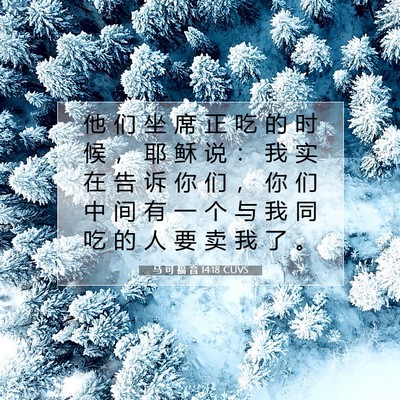 Picture 07 - 马 可 福 音 14:18 CUVS - 他 们 坐 席 正 吃 的 时 候 ， 耶 稣 - Bible Verse Picture