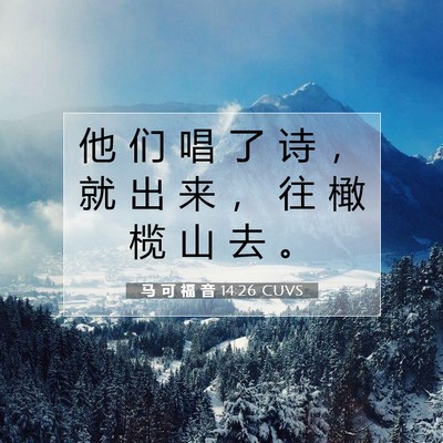 Picture 07 - 马 可 福 音 14:26 CUVS - 他 们 唱 了 诗 ， 就 出 来 ， 往 橄 - Bible Verse Picture