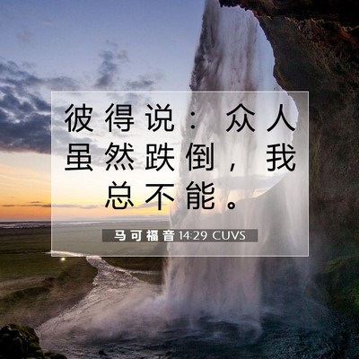 Picture 07 - 马 可 福 音 14:29 CUVS - 彼 得 说 ： 众 人 虽 然 跌 倒 ， 我 - Bible Verse Picture